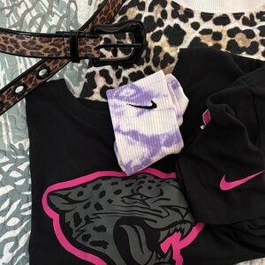 Nike Black Tee with Pink and Gray Graphic